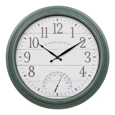 La Crosse 15.75 In. Outdoor Sagebrook Temp Quartz Clock - Image 1 of 4