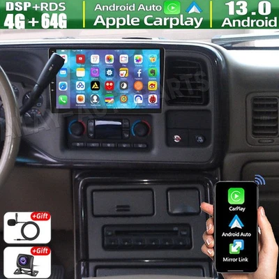 4+64GB Carplay Para GMC Yukon 2003-2006 Android 13 Rádio de Carro GPS Estéreo Bluetooth - Imagem 1 de 4