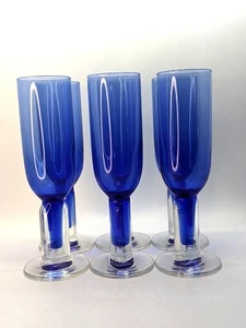 Bormioli Rocco Into The Blue Champagne Glass Flutes Set of 6 Cobalt Italy 7oz - Picture 1 of 10