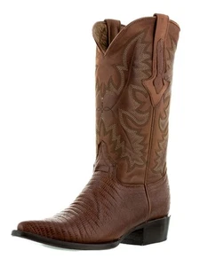 Herren Western Leder Stiefel Cognac Eidechse Teju Druck J Zehe Rodeo Kleidung 12,5, 13,5 - Bild 1 von 5