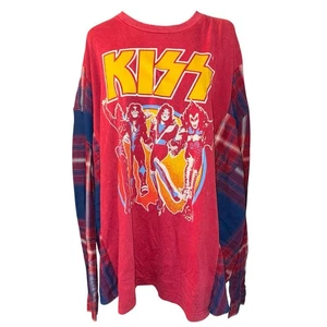 Reworked Upcycled Band Tshirt Flannel Concerts Festivals Size Medium READ! - Picture 1 of 5