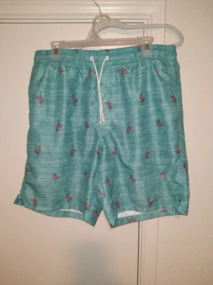 Bañador forrado de malla con estampado de flamenco azul marino antiguo para hombre talla grande Foto 1 de 4