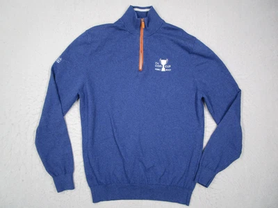 Collars & Co Suéter Para Hombres Grande Azul Algodón Cachemira 1/4 Cremallera Guijarro Playa Golf Foto 1 de 4