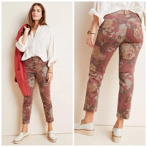 Pilcro Anthropologie High-Rise Slim Straight Jeans 29 Vintage Floral Cottagecore - Picture 1 of 11
