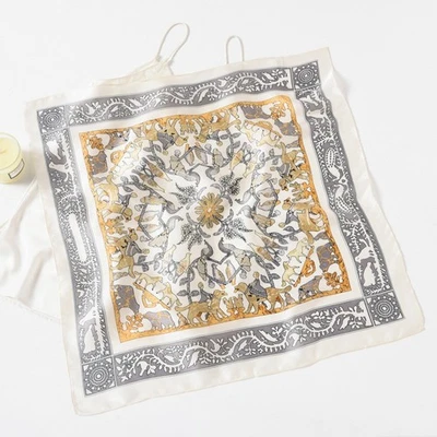 100%纯丝绸方巾女式丝绸领巾头巾围巾21x21 — 第 1/2 张图片