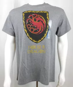 Camiseta gris Juego de Tronos Casa del Dragón para hombre con licencia oficial L nueva con etiquetas - Imagen 1 de 7