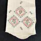 Vintage Tea Towel Embroidered Flowers Purple Pink Green Retro Shabby Chic Small