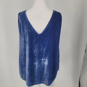 Loft Plus Damen-Tanktop blau Samt V-Ausschnitt Größe 16 - Bild 1 von 8