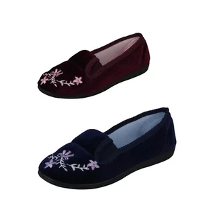 Ladies Womens Wide Fit Memory Foam JYOTI Hard Sole Moccasin Slippers Size - Picture 1 of 7