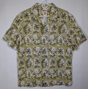 C&C California Linen Shirt Mens Sz Medium Palm Tree Leopard Flamingo Print New - Picture 1 of 10