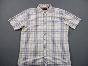 Orvis Shirt Mens Extra Large White Plaid Trout Bum Fishing Zip Pockets Nylon - Picture 1 of 14