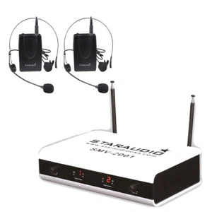 Dual Channel Headset Lavalier Bodypacks Microphones KTV VHF Wireless Mic System - Picture 1 of 11