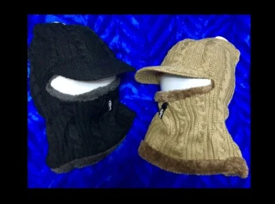 2pk GOEGU Best Deluxe 3 In 1 fur lined winter hat,Zip Up Collar,visor,65% cotton - Image 1 of 4