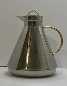 Vintage Alfi Carafe 0.96 Liters Stainless & Brass w/ Glass Flask German MCM EUC - Picture 1 of 8