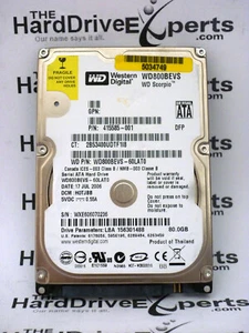 WD Scorpio WD800BEVS-60LAT0 415585-001 DCM: HOTJBB 17JUL2006 Tailandia 80gb SATA - Imagen 1 de 1
