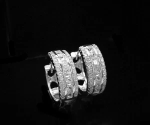 Orecchini Cerchio Donna 1 Ct Simulati Orecchini Diamanti Simulati Oro 14K Placcati Oro 925 - Foto 1 di 22
