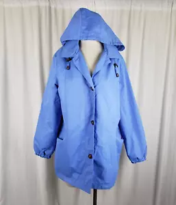 Blair Light Blue Hooded Button Up Rain Jacket All Weather Windbreaker Womens M - Picture 1 of 6