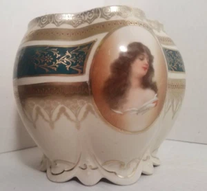 ANTIGUO RARO ART NOUVEAU RETRATO TAZÓN DE TRES MUJERES MZ COLECCIONABLE AUSTRIACO - Imagen 1 de 10