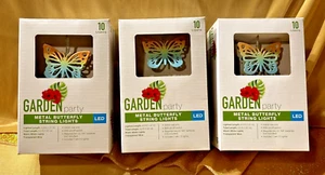 Butterfly Metal String Lights LED Garden Party Indoor Use 10 Lights (Lot of 3) - Picture 1 of 6