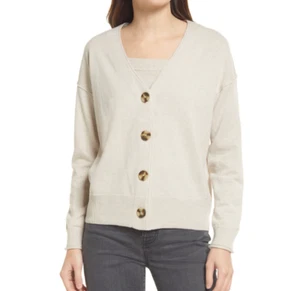 Madewell Womens Carlyn Resourced Cashmere White V Neck Cardigan Sweater Sz XS - Picture 1 of 9