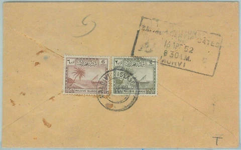 67372 - MALDIVES - Postal History -  COVER to INDIA 1952 - PALM TREES Cover
