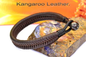 Armband Wristband Kangaroo Leather MAGNETIC HEMATITE Bracelet Pulsera 1B-289 - Picture 1 of 6