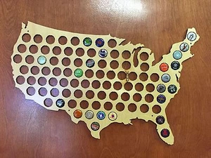 Beer Cap Map USA United States Holdes Over 100 Beer Caps Great Gift - Picture 1 of 3
