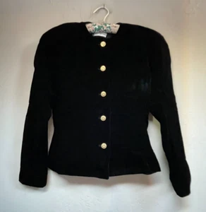 Vintage Albert Nipon Womens Size 6 Black Velvet Blazer Jacket Union Made ILGWU - Picture 1 of 11