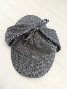 Vintage handgewebter Tweed Wolle Sherlock Holmes Hut mit Seitenklappen  - Bild 1 von 6