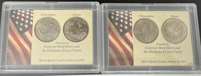 (2X) Oklahoma State Quarter Launch Sets - 2008 Philadelphia & Denver Mint - Image 1 of 2