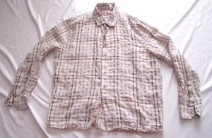 Men's Report COllection 100% Linen Plaid Button Long Sleeve Shirt Sz XL (MP276) - Picture 1 of 8