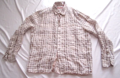 Men's Report COllection 100% Linen Plaid Button Long Sleeve Shirt Sz XL (MP276) - Image 1 of 4