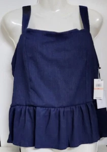 New w/Tag~I.STATE~Sz 2X~Sleeveless/Lined Navy Blue Textured Top w/Peplum - Picture 1 of 3