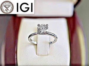 1.00 Ct Round Cut IGI Lab Created Grown Diamond Solitaire Ring 950 Platinum - Picture 1 of 9