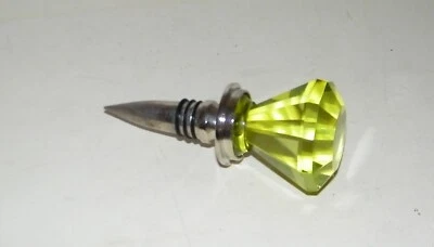 黄色超大钻石形状玻璃瓶/葡萄酒塞 4 1/2 x 2 英寸 E.C. — 第 1/4 张图片