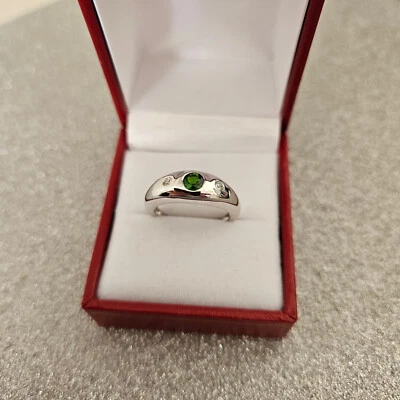 Anillo de diopsido y circón cromado en platino sobre plata de ley Foto 1 de 4