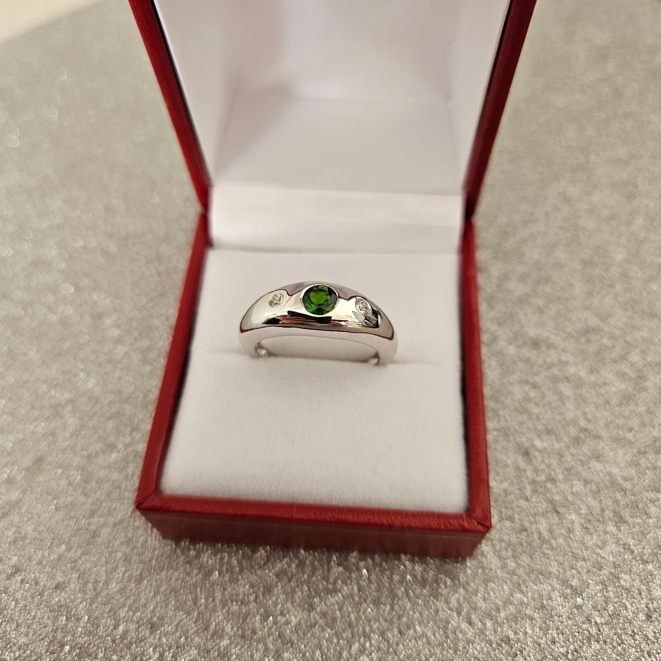 Anillo de diopsido y circón cromado en platino sobre plata de ley Foto 1 de 4