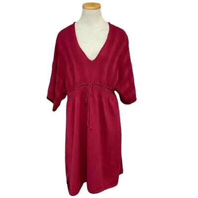 Vestido Suéter Studio M Para Mujer XL X Grande Rojo Manga Corta Cuello en V Funda Midi Foto 1 de 4