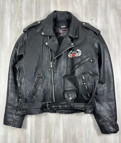 SUPREME Giacca moto vintage LC Leather Club taglia 54 fibbia pesante Thinsulate