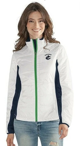 New G-III Womens Grand Slam Full Zip Jacket Vancouver Canucks Sz XXL White NWT Cover