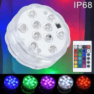 RGB Remote Control Underwater Submersible Led Lights/Battery Operated Waterproof - Picture 1 of 19
