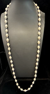 Vintage Navajo? Long Sterling Silver Necklace 36"  62.5 Grams Oval Beads - Picture 1 of 6