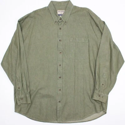 Camisa jeans masculina de lona vintage HIGH SIERRA verde militar tamanho XXL botão para baixo - Imagem 1 de 4