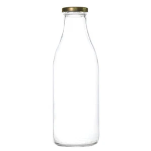 Botella de leche de vidrio grande de 1 L con tapa, tamaño de paquete: 6,12,18,36, leche cruda, jugo, nuevo* - Imagen 1 de 12