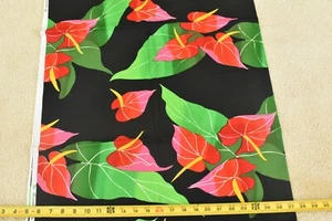 32" Long, Vintage, Large Red Green Tropical Floral Cotton, Alexander Henry,P5892 - Picture 1 of 7
