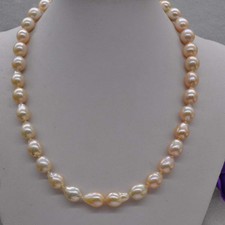 Natural Rare pink 10*13mm drip kasumi pearl Necklace J23142