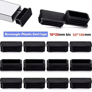 Rectangle Plastic End Caps Ribbed Plugs Blanking Inserts Black Rectangular Bungs - Picture 1 of 14