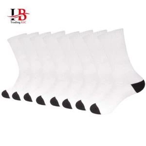Wholesale Bulk Lots Men's White/Black Sports Casual Cotton Crew Socks 9-11,10-13 - Picture 1 of 2