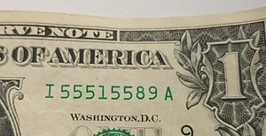 Billete de dólar único de $1 55515589 número de serie elegante ENVÍO GRATUITO - Imagen 1 de 5