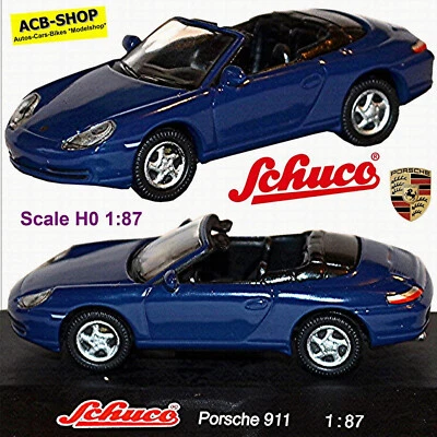Porsche 911 Cabrio Tipo: 996 Roadster 1997-2006 Blu 1:87 Schuco 25052 - Immagine 1 di 4